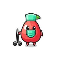 personaje de mascota de manzana de agua de cirujano vector