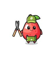 cute water apple as gardener mascot vector