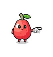 water apple mascot with pointing right gesture vector