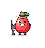 water apple hunter mascot holding a gun vector