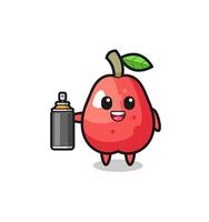 the cute water apple as a graffiti bomber vector