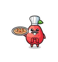 water apple character as Italian chef mascot vector