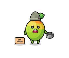 cute mango beggar cartoon character vector