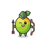 mango cartoon as medieval archer mascot vector