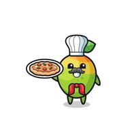 mango character as Italian chef mascot vector