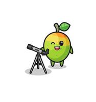 mango astronomer mascot with a modern telescope vector