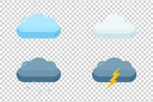 Set of weather icons on transparent background vector