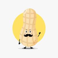 Cute peanut character with mustache vector