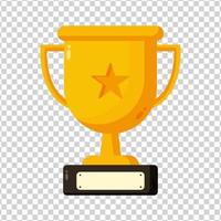 Gold trophy icon on transparent background vector