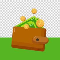 Cash icon in wallet on blank background vector