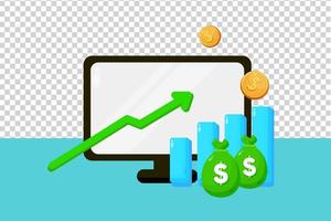 roi concept investment increase people managing financial charts on transparent background vector