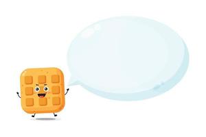 Cute waffle character with bubble speech vector