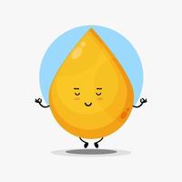 Cute golden liquid character meditating in yoga pose vector