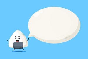 Cute onigiri character with bubble speech vector