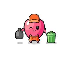 the mascot of cute heart symbol as garbage collector vector