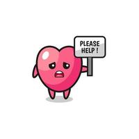 cute heart symbol hold the please help banner vector