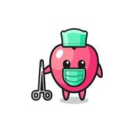 Cirujano corazón símbolo mascota personaje vector