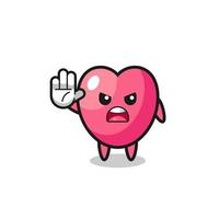 heart symbol character doing stop gesture vector