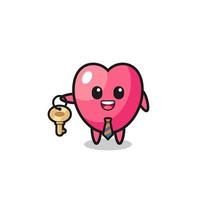 cute heart symbol as a real estate agent mascot vector