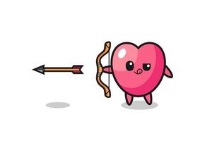 illustration of heart symbol character doing archery vector