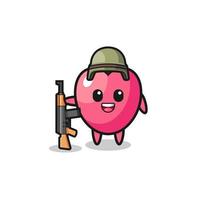 cute heart symbol mascot as a soldier vector