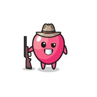 heart symbol hunter mascot holding a gun vector