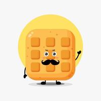 Cute waffle character with mustache vector