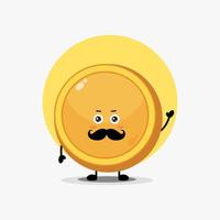 Cute coin character with mustache vector