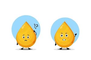 Cute golden liquid character with confused and happy expression vector