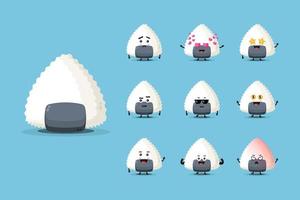 Cute onigiri character design set vector