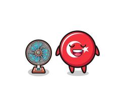 cute turkey flag is standing in front of the fan vector