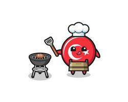 turkey flag barbeque chef with a grill vector