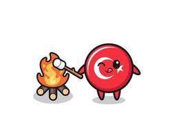 turkey flag character is burning marshmallow vector