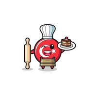 turkey flag as pastry chef mascot hold rolling pin vector