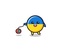 cartoon of cute ukraine flag playing a yoyo vector