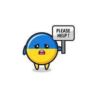 cute ukraine flag hold the please help banner vector