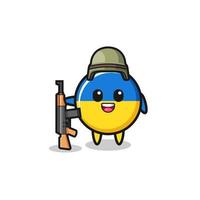 cute ukraine flag mascot as a soldier vector