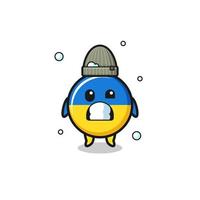 cute cartoon ukraine flag with shivering expression vector