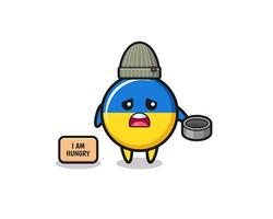 cute ukraine flag beggar cartoon character vector