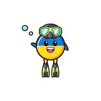 the ukraine flag diver cartoon character vector