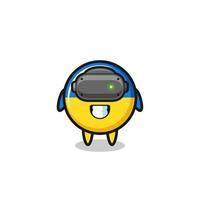 cute ukraine flag using VR headset vector