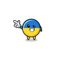 ukraine flag mascot pointing top left vector