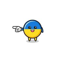 ukraine flag cartoon with pointing left gesture vector