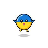 ukraine flag character is jumping gesture vector