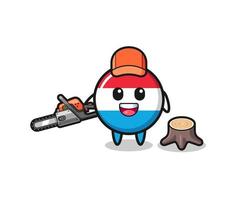 luxembourg lumberjack character holding a chainsaw vector