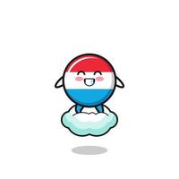 cute luxembourg illustration riding a floating cloud vector