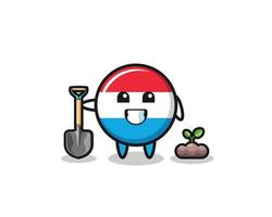 cute luxembourg cartoon is planting a tree seed vector