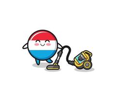 cute luxembourg holding vacuum cleaner illustration vector