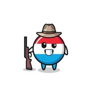 luxembourg hunter mascot holding a gun vector