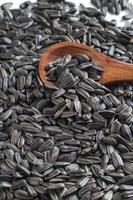 Sunflower Seeds, Helianthus annuus with Wooden Spoon photo